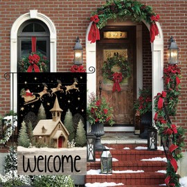 AVOIN colorlife Christmas Garden Flag 12x18 Inch Double Sided Outside, Winter Holiday Outside Yard Outdoor Flag