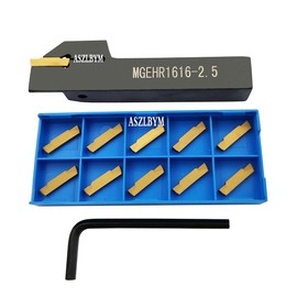 ASZLBYM Lathe Grooving Tool Holder Grooving Cut-Off Tool Holder MGEHR1616-2.5 With 11pcs MGMN250-M Indexable Carbide Grooving Inserts