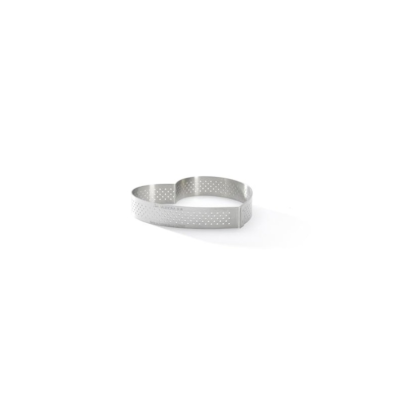 DE BUYER PERFORATED TART RING, Heart, in Stainless Steel, 0.75-Inch