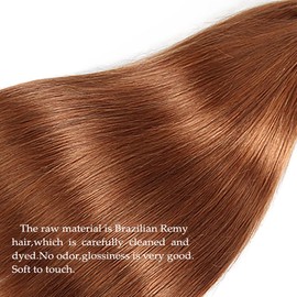 ijoy Human Hair Bundle Straight Bundle Human Hair 16 Inch Light Brown Brazilian Human Hair Bundle 1 Bundle 30# Color