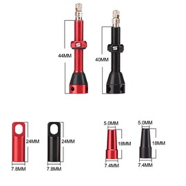 CYSKY Pack of 2 Presta Tubeless Valves 40 mm 44 mm with Valve Core Remover and Valve Stem Caps, Suitable for Most Tubeless Rims for Bicycles Pair (Gold, 44 mm)