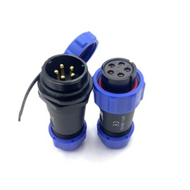 SP21 5 Pin Industrial Plug, IP68 Waterproof Aviation Plug, Straight Socket and Socket SP21 5 Pin Bullet Connector for Industrial and Aviation Applications
