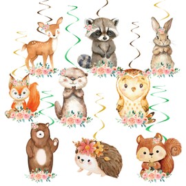 18pcs Woodland Animal Hanging Swirls Decorations Forest Woodland Animal Swirls Ceiling Streamers Decor for Forest Woodland Themed Kids Birthday Baby Shower Party Deocr Supplies