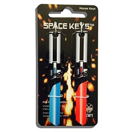 Pair of Red and Light Blue Saber Shaped"Space Weapon" Keys - Kwikset KW1 KW10
