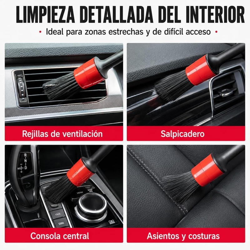 10 Brochas para Detallado Automotriz, Cepillos Suaves Microfibra