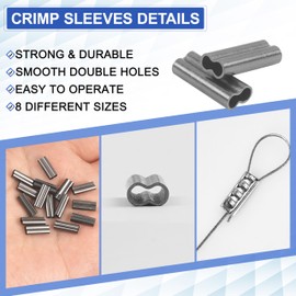 JOGFFDE Double Barrel Crimp Sleeves,100pcs Wire Rope Crimping Loop Sleeves Copper Ferrule Tube Crimping Sleeves Fishing Line Tube Connector Leader Rigging Tackle for Wire Rope Cable(Inner Dia. 1.4mm)