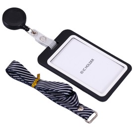 DAIQISI ID Card Holder, Horizontal Type ID Card Case, Extendable, Name Holder, Double Sided, Employee ID Card Case, Neck Hanging, Women's, Men's, Commuting to Work, School, Neck Strap, Pass Case,