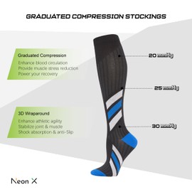 Neon X Compression Socks for Women & Men, 2 Pairs, Running Medical Athletic Support, Relieve Fatigue, Promote Circulation (BB,LXL)