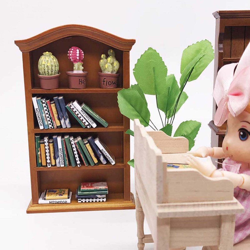 1:12 Dollhouse Miniature Furniture Wood Bookcase Bookshelf Cabinet Home Decor