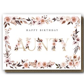 Floral Birthday Card for Aunty - Cute Flowers Card for Aunty