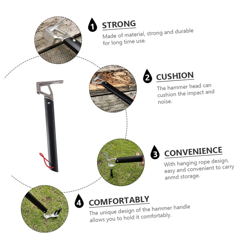 WOONEKY Outdoor Camping Hammer Portable Metal Nail Puller with Aluminum