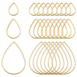 PH PandaHall 300pcs 3 Sizes Drop Open Bezels for Resin, Teardrop Earring Bezels Golden Teardrop Connectors Hollow Linking Rings Charms Brass Resin Bezels for Necklace Earring Bracelet Jewelry Making