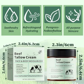 Beef Tallow Feuchtigkeitscreme, Balsam mit Rindertalg und Honig, Pflege für die Körpercreme, Honey Balm, Beef Tallow Feuchtigkeitscreme, hellt den Teint auf, Anti-Aging, 120 g