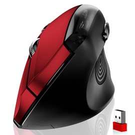 memzuoix mouse ergonómico inalámbrico 2.4G, 800/1200/1600 DPI mouse inalámbrico grande con receptor USB, ratones inalámbricos ópticos para computadora, portátil, MacBook, computadora, PC, 6 botones, rojo