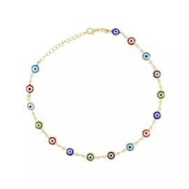 BrazilAJ Gold Plated Multicolor Round Shape Evil Eye Ladies Anklet