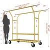 Raybee 74" W Heavy Duty Clothes Rack, Double Rods Gold