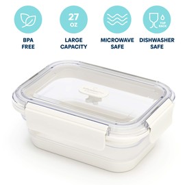 Infusion Pro Collapsible Food Storage Containers with Lid & Vent, Clear Stacking Silicone Food Container Set : Microwaveable, Freezer and Dishwasher Safe, Set of 3, Coconut Milk