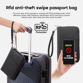 RFID Blocking Family Passport Holder Wallet 6,Premium Leather Travel Document Organizer for Women and Men,Travel Wallet for Credit Card(Black)