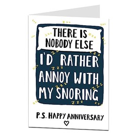 Rude Anniversary Card For Him & Her Funny Annoy With My Snoring Design Perfect For Wedding & Relationship Husband & Wife