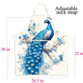 FUSTMW Peacock Aprons for Women with Pockets Peacock Gifts for Peacock Lovers Cooking Kitchen Chef BBQ Grill Gardening Apron (Peacock Apron)