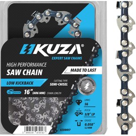 KUZA - 16 Inch Chainsaw Chain 3/8" LP Pitch, 050" Gauge, 56 Drive Links Easy to Install, Highly Durable, German Steel, Low Kickback fits POULAN, HUSQVARNA and more