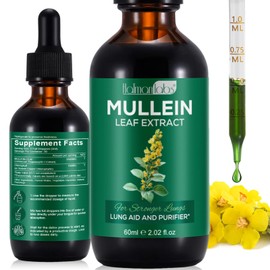 Mullein Drops for Lungs, Natural Mullein Herbal Supplements, Mullein Leaf Extract for Lung Cleanse and Respiratory Support - 2.02 fl oz