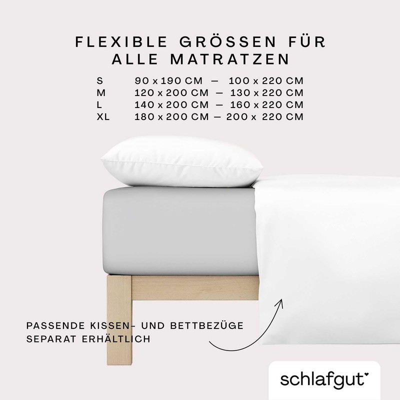Schlafgut Pure Fitted Sheet 90 x 200 cm to 100