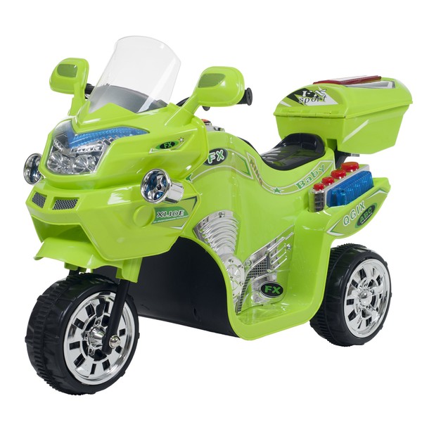 Lil' Rider Electric Motorcycle for Kids – 3-Wheel Battery Powered Motorbike for Kids Ages 3-6 – Fun Decals, Reverse, and Headlights by Lil' Rider (Green)