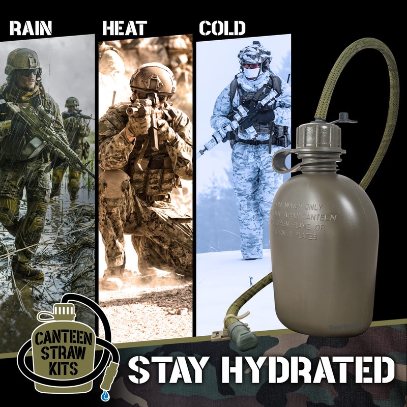 US Military Canteen Straw Kits (OD Green with Canteen)