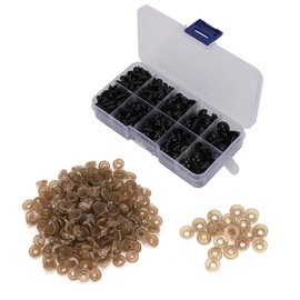 Ojos de muñeca con 240 piezas de 6 mm - 12 mm Ojos de seguridad de plástico negro con arandelas para muñecas artesanales de bricolaje, marionetas, animales de peluche y osos