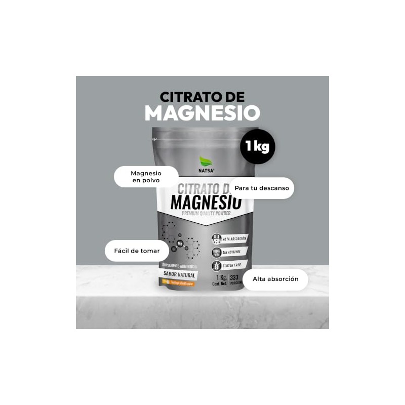 NATSA Citrato de Magnesio 3000mg Premium Polvo 1 kg 333
