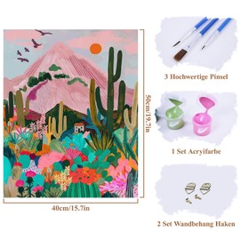 Komicea Paint by Numbers Adult Flower, DIY Oil Painting Canvas Set with Brush and Paint, as a Birthday, Christmas Gift for Women, Home Decoration (40 x 50 cm, Without Frame)