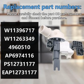 W11396717 Washer Drain Pump, Compatible with Whirlpool Kenmore Maytag etc,Washing Machine Water Drain Pump Motor Replace 4960510 AP6974116 PS12731177 EAP12731177