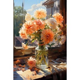 SYUDOO Flower Diamond Art Kits for Adults, 5D Flowers Diamond Painting Kits for Adults Beginners,DIY Full Drill Diamond Dots for Gift Wall Decor and Relaxation Gem Arts 12x16 inch ﻿