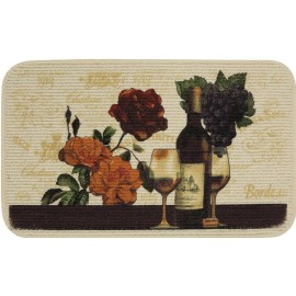Mainstays TEXTURED PRINTED KITCHEN RUG/MAT (18"x30") WINE,ROSE FLOWERS & GRAPES, rect., MS