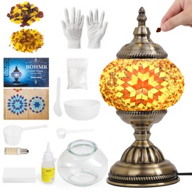 BOHMR DIY Turkish Mosaic Lamp Kit, Stained Glass Table Lamp Making Kit- Easy and Fun, No Experience Needed, Mosaic Art & Craft Project Kits for Adults & Teens, Make Your Own Table Lamp,Brown & Amber