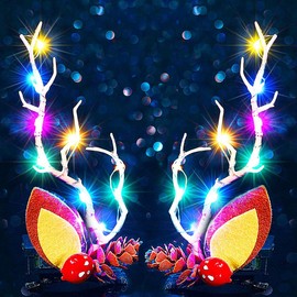 Fashband LED Hair Clips with Reindeer Antlers and Coloured Light Hair Pins Hair Accessories for Women