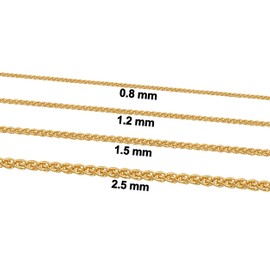 Kooljewelry 14k Yellow Gold Filled Round Wheat Chain Pendant Necklace (1.2 mm, 24 inch)