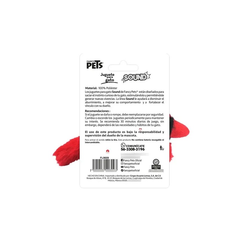 Juguete Para Gatos Sonido Cardenal Rojo Con Catnip