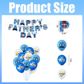Happy Fathers Day Decorations, 25 PCS Happy Father's Day Banner Fathers Day Latex Balloons, Party Supplies for Best Dad, Ideas Banner Sign Decor Photos Background