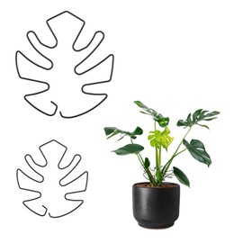 ChAusa 2 Set Pflanzenstütze 16 x 18cm,13 x 14cm Pflanzenclips Pflanzenhalter für Monstera und Kletterpflanzen und Hortensien Gitter Pflanzenklammern Pflanzenbieger Ideal als Pflanzenbinder(Schwarz)