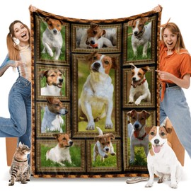 Jack Russell Terrier Blanket for Women Men, Jack Russell Terrier Gifts for Dog Lover, Soft Cozy Lightweight Warm Flannel Blankets and Throws for Sofa Living Room Decor, 60" x 80" Twin Size