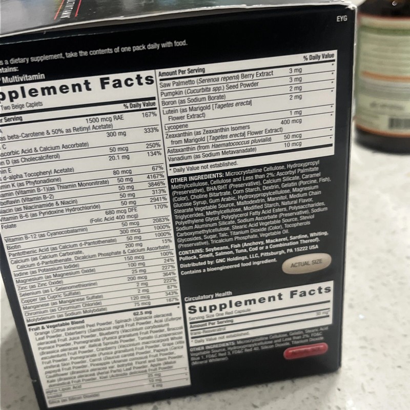 GNC Mega Men Healthy Test Vitapak 30 Packs. 00