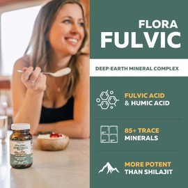 Flora Fulvic | Fulvic Acid + Humic Acid Complex – 550 mg |Mined in Utah, Prehistoric Deep Earth Extract | Immunity, Gut, Digestion – Natural Trace Mineral Complex, Fulvic Acid Supplement – 60 Capsules