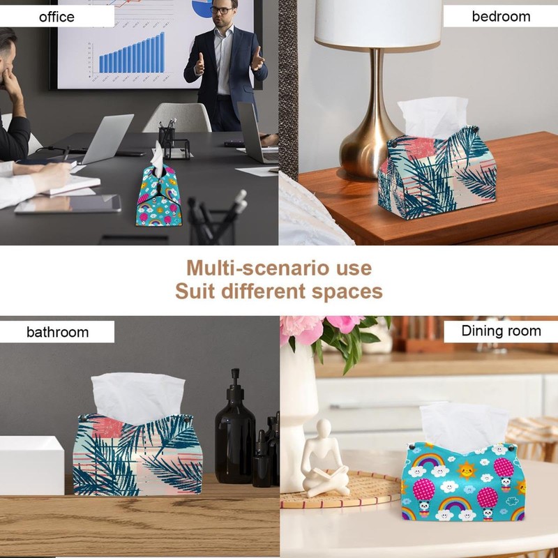 2 Pack Tissue Box Cover Holder, Palm Exotic Texture Rectangle