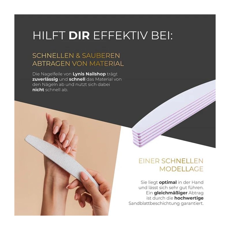 Lynis-Nailshop.de Professional Nail File for Gel Nails 100/180 Grit Zebra