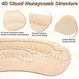 4D Cloud Heel Pads for Shoes, Heel Cushions for Women Shoes, Honeycomb Design Relieves Pain and Blisters, Loose Heel Pad for Oversized Shoe, Heel Grips for Women Men(Beige, 2 Pairs)