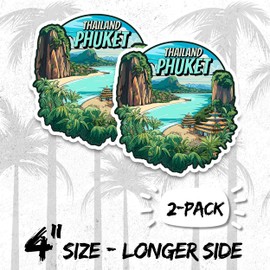 Phuket Thailand Magnet 4 Inch 2-Pack – Strong Vinyl Decorative Travel Magnets for Fridge Locker Kitchen Office – Cute Fun Aesthetic Cool Durable & Long-Lasting Souvenir ID44999