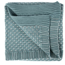 Baby Blanket Made of 100% Cotton, Green Knitted, 80 x 100 cm, Oeko-Tex Standard 100, Soft Cuddly Blanket in Gift Box, Cuddly Blanket for Boys and Girls, First Equipment Baby, Gift for Birth