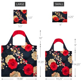 allydrew AllyBag Collection Large and Small Reusable Shopping Bags (Set of 2), Midnight Floral